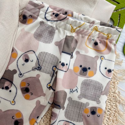 Conj. Casaco Sei Tutto Per Me e Calça Ursinhos - Areia